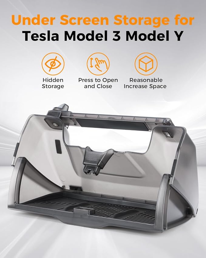Hidden Under Screen Storage for Tesla Model Y Model 3 2021-2026, Center Console Organizer Accessories Compatible with Tesla Model Y Model 3 Accessories 2026(Black)