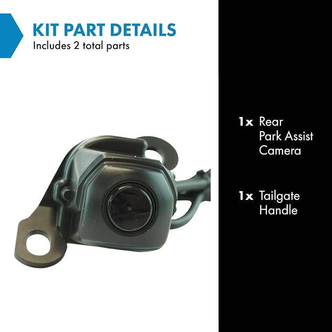 TRQ Rear View Camera Add On Kit w/Wiring Harness & Tailgate Handle Compatible with Toyota