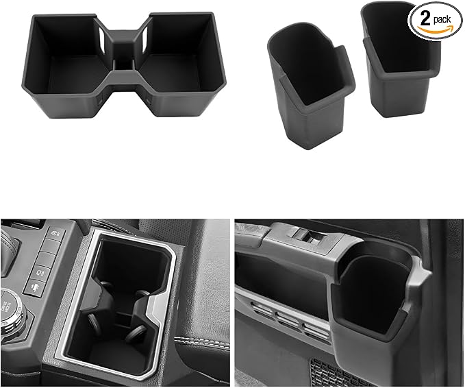 LUWU 2025 4Runner Accessories Compatible with 2025 Toyota 4Runner Center Console Cup Holder, Rear Seat Door Side Silicone Cup Holder Black 2-Pack