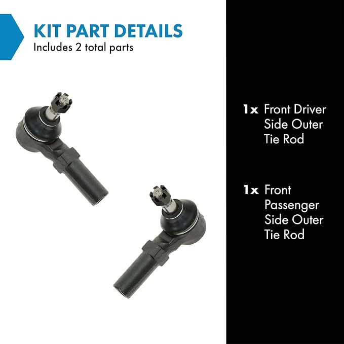 TRQ Front Outer Tie Rod Set 2 Piece Compatible with 2000 Saturn LS LS1 LS2 LW1 LW2 01-02 L100 01-03 L200 LW200 LW300 01-05 L300