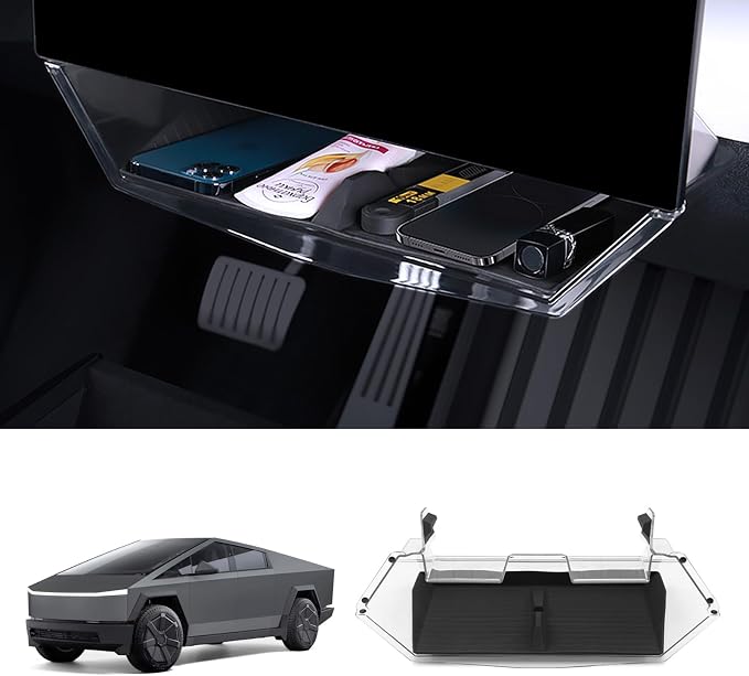 Tlyard Center Console Organizer Under Screen Storage Box for Tesla Cybertruck 2024 2025 2026 Accessories, Upgraded Dashboard Hidden Tray for Cybertruck Phone Holder,Waterproof Storage Boxes