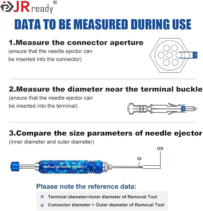 JRready DAP-T310330 Weather Pack Terminal Extractor Tool for Delphi Weatherpack Serie Contacts Automotive Electrical Connectors, Terminal Removal Tool, ID: 0.122'',OD: 0.129''