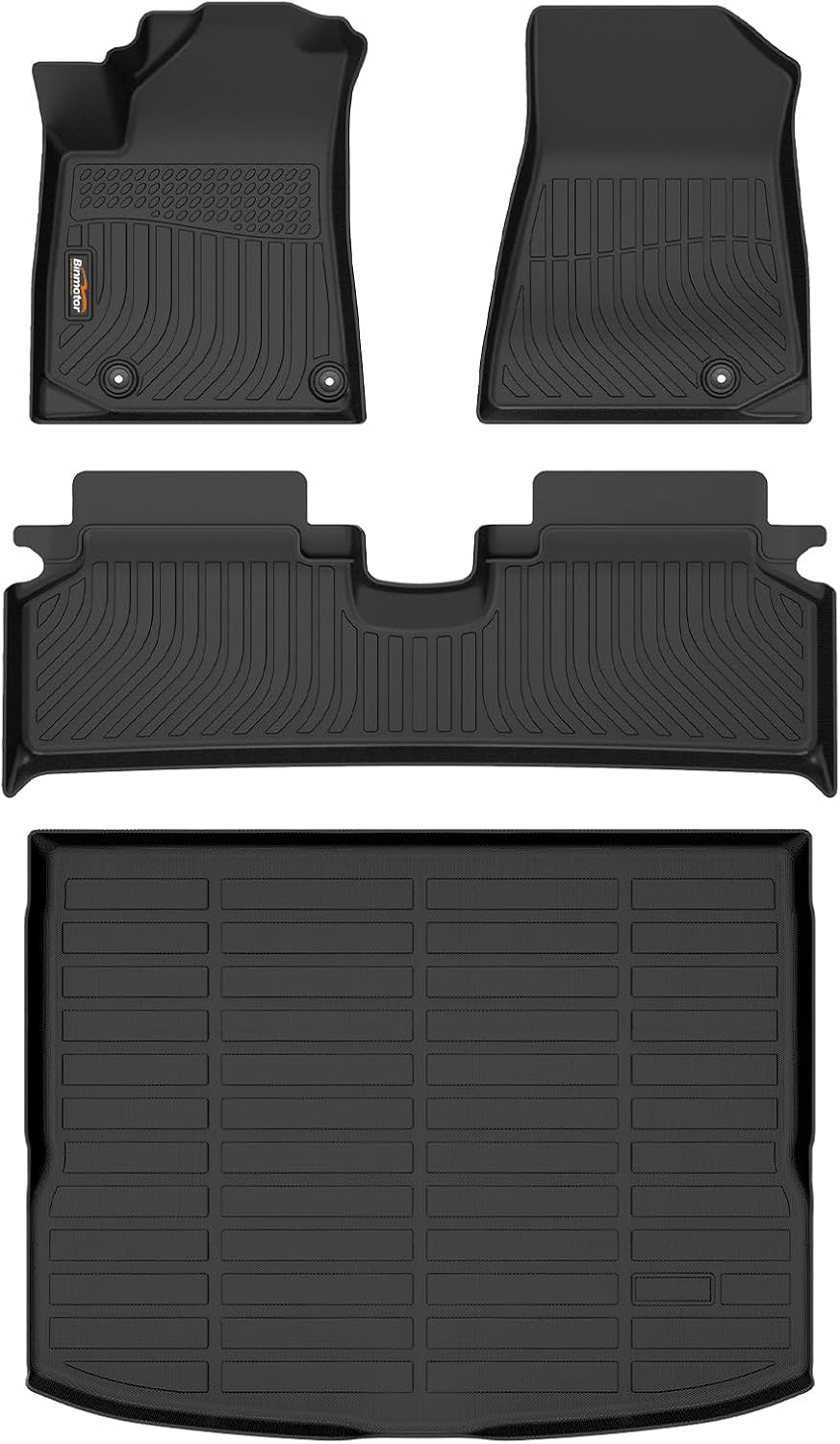 Binmotor-Floor Mats & Cargo Liner for Kia NIRO EV (Electric Vehicle) 2023-2025, All Weather Car Mats TPE Rubber Liners for Kia NIRO EV Accessories Mats Trunk Mat-Black