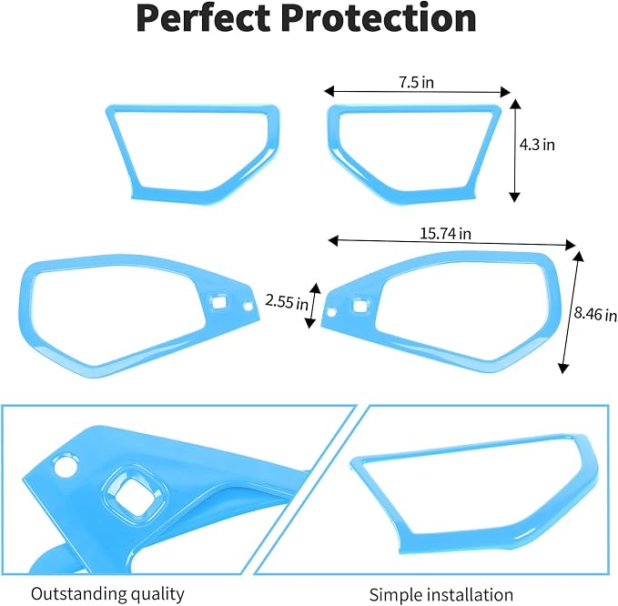 JWWY for Jeep JL Speaker Audio Trim Top & A Pillar Cover Trim for 2024 Jeep Wrangler JL JLU & Gladiator JT Accessories ABS 4PCS Light Blue