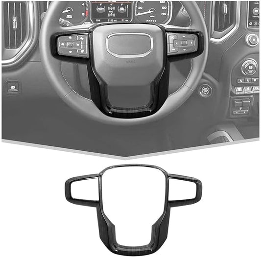 JeCar Steering Wheel Trim Cover Compatible with GMC Sierra 1500 2019-2025, for GMC Sierra 2500HD/3500HD 2020-2024, for GMC Yukon 2021-2024, Black Wood Grain