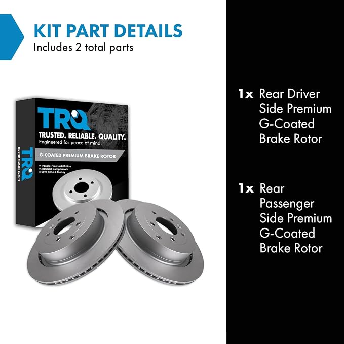 TRQ Rear Brake Rotor Set G Coated Vented Compatible with 2005-2009 Land Rover LR3 2010-2016 LR4 2006-2016 Range Rover Sport