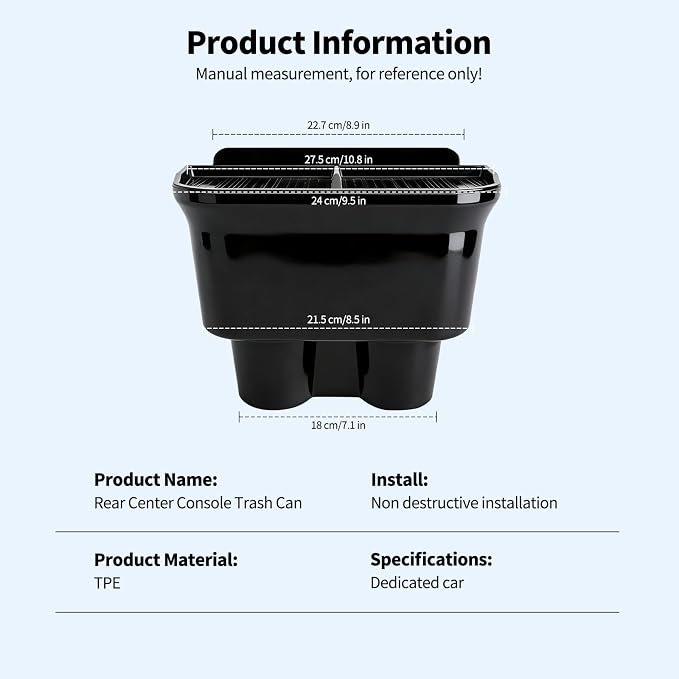 5PCS Rear Center Console Trash Can for Toyota Sienna 2021-2024 2025 2026 Accessories, Cup Holder Multifunctional Storage Box