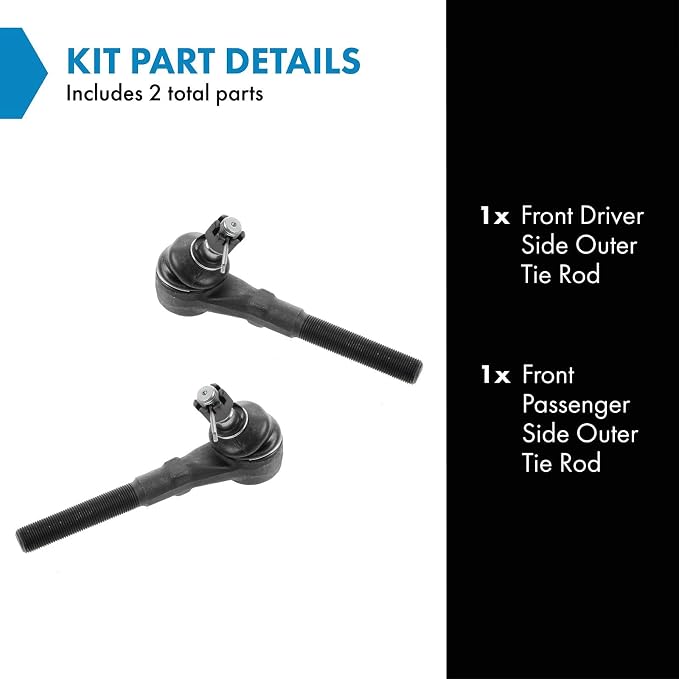 TRQ Front Outer Tie Rod Set 2 Piece Compatible with 1997-2002 Ford Expedition 97-03 F-150 97-99 F-250 04 F-150 Heritage 98-02 Lincoln Navigator 02 Blackwood