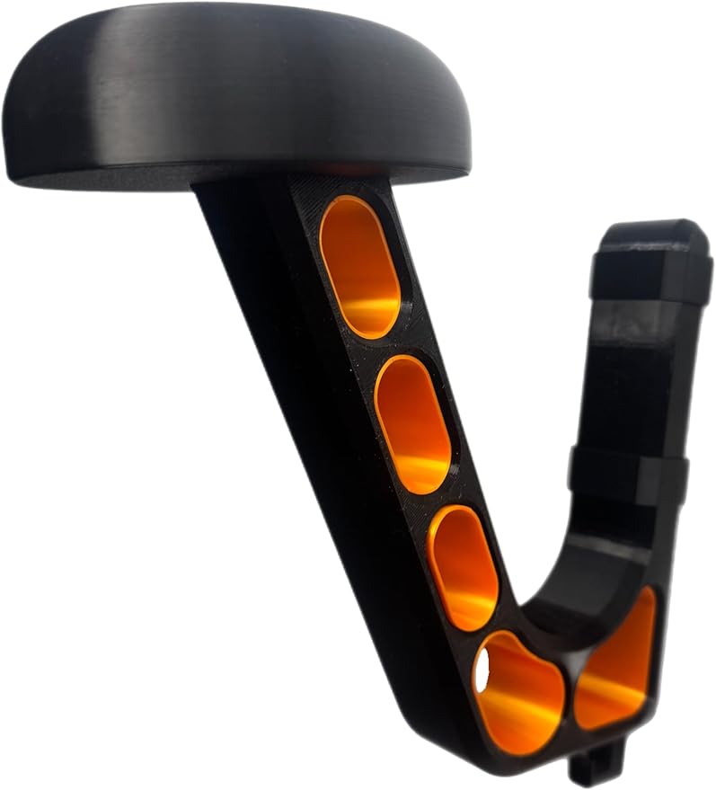 Wall Mounted Helmet Holder – Heavy Duty Motorcycle Helmet Hanger Rack for Garage Storage | Helmet Wall Mount for Motorcycle, Bicycle, Football & VR Headset | 3D Printed PETG Helmet Hook Atomic Orange