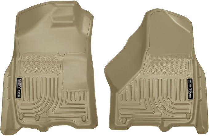 Husky Liners Weatherbeater Floor Mats | Fits 2009-2024 Ram 1500 Crew Cab (19-24 Classic Body, Will NOT Fit New Body Style) 10-18 Ram 2500/3500, Crew, Mega Cab | Front Row, 2-pc Tan - 18003
