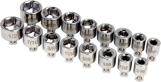 Original TITE-REACH 1/4” Drive Low Profile Socket Set, Magnetic Inserts, Standard and Metric, Stubby Sockets, Made for Tight Spaces