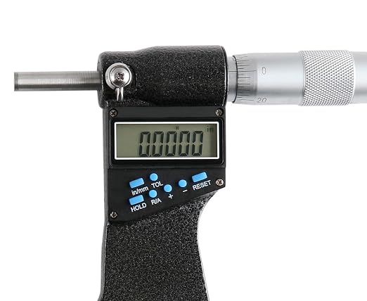 Accusize Industrial Tools 5-6''/125-150 mm 7 Keys Electronic Digital Outside Micrometers, 0.00005'' Or 0.001 mm Resolution, Ac21-6022 | IP54 Rated, 0.00005"/0.001 mm Resolution, 7-Key, ±0.003" Accuracy