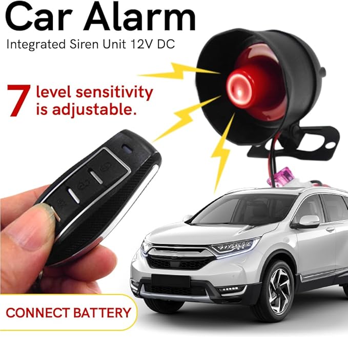 Riloer Universal Remote Control Vibration Auto Alarm Device, Universal Car Alarm Device, Car Alarm Device, Suitable for DC12V Cars