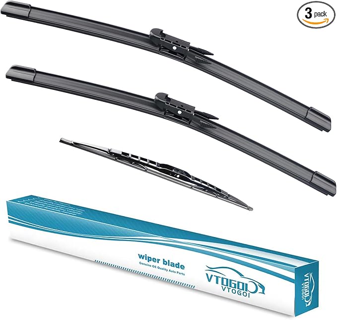 OEM Windshield Wiper Blades Replacement for Audi Q7 2006 2007 2008 2009 2010 2011 2012 2013 2014 2015, All Weather Original Factory Quality Front & Rear Wipers Set 26"+26"+14" (Pack of 3)