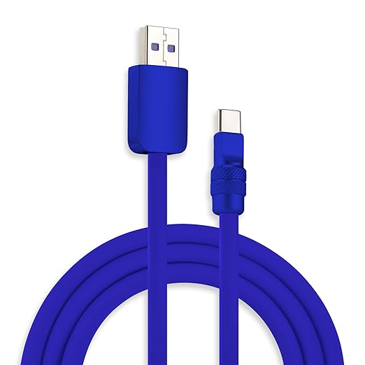 chubbycable Chubby 2.0 USB C 120W Fast Charging Cable Silicone Soft Durable USB C Cable Extra Thick Charger Cord Compatible with iPhone 17-15 Series iPad, Dark Blue+Dark Blue, USB-A to Type-C, 9.8FT