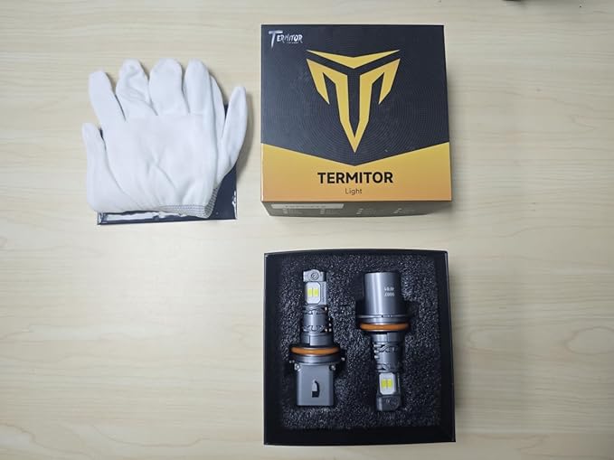 Termitor Upgraded 9007/HB5 Bulbs, 50,000LM Ultra Bright High/Low Beam, 6500K Cool White IP68 Waterproof, 9007 Fog Light 1:1 Mini Size with Cooling Fan, 70000+ Hours Lifespan, Plug and Play, Pack of 2