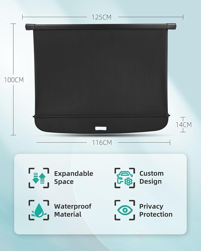 SCITOO Cargo Cover 2024 Fit for Lincoln Nautilus 2.0L Upgraded Retractable Rear Trunk Cover with Aluminum PVC&Plastic