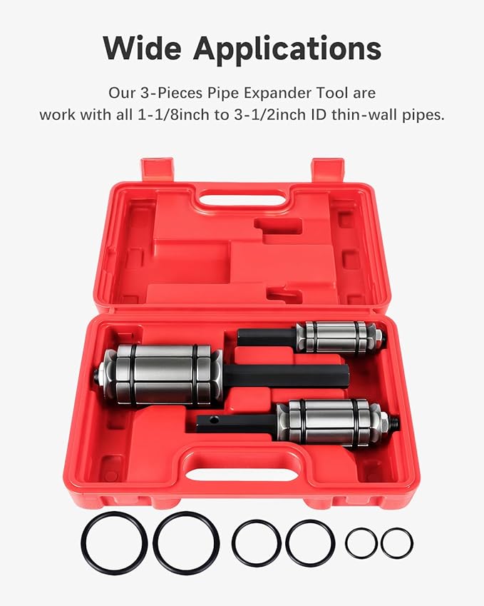 3Pcs Tail Pipe Expander Spreader Tool Set 1/18'' to 3-1/2'' Tail Pipe Tailpipe Expander Exhaust Muffler Spreader Tool Kit for Most Vehicles and Trucks