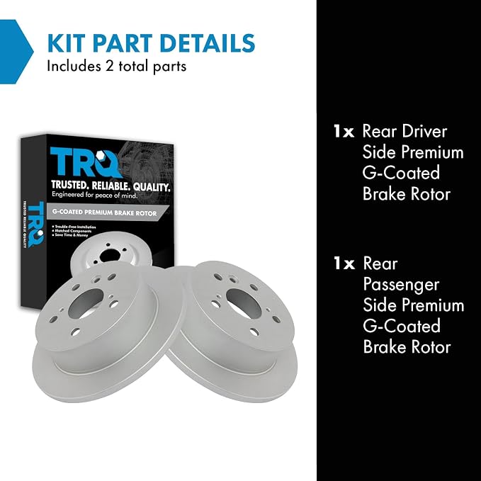 TRQ Rear Brake Rotor Set Coated Compatible with 2002-2003 Lexus ES300 2004-2006 Lexus ES330 2005-2007 Toyota Avalon 2002-2006 Toyota Camry 2004-2008 Solara