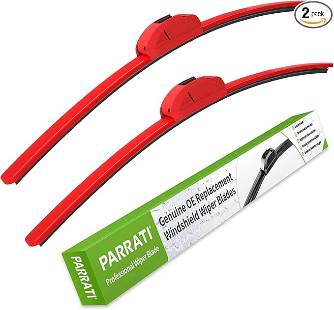 OEM QUALITY 24" + 18" PARRATI Premium All-Season Bright Red Windshield Wiper Blades (Set of 2)