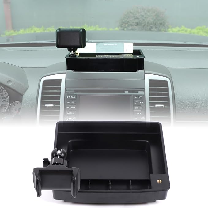 Car Dashboard Storage Tray Compatible with Nissan Frontier 2009-2017 ABS Dashboard Non-Slip Storage Organizer Tray with Phone Holder Mount Interior Accessories (Style B)