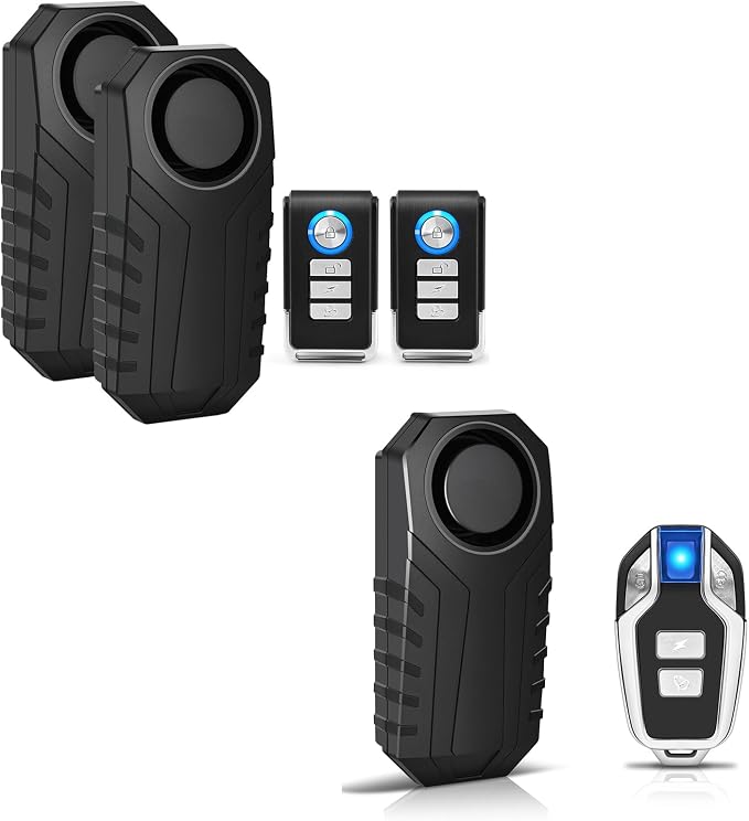 USUPERINK Bicycle Alarm and Remote, Bicycle Alarm System Anti Theft, Wireless Scooter Alarm System, Moped Alarm 113db Super Loud IP65 Waterproof SOS Emergency Function with Different Remote Control