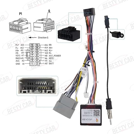 16pin Car Stereo Radio Power Retrofit Wiring Harness Adatper fits for Jeep Wrangler Cherokee Compass Grand Patriot Dodge Caliber Voyager Chrysler Sebring