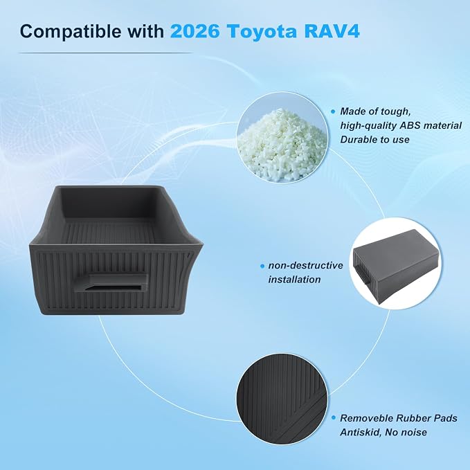 BIXUAN 2026 RAV 4 Wireless Charging Storage Box for 2026 Toyota RAV 4 Wireless Charger Removable Insert Drawer Tray 2026 RAV 4 Interior Accessories Center Console