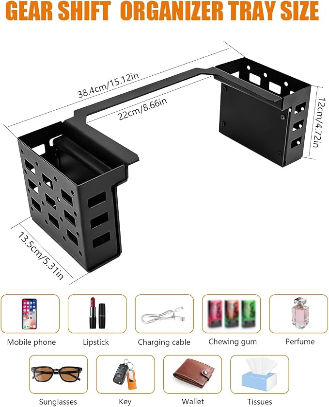 Center Console Gear Shift Organizer for Tacoma 2016-2023 Automatic Only | Aluminum Alloy, Gear Shifter Side Storage Tray