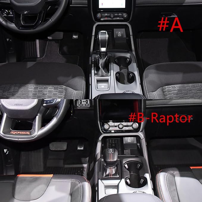 ZiWen Interior Trims Sport Gear Panel Center Console Cover Accessories for Ford Ranger Everest 2024 2025 2026 (B-Raptor-Wood)