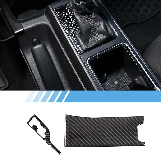 Soft Carbon Fiber Car Center Console Gear Shift Panel Decorative Stickers,for Toyota Tacoma 2016-2020,2PCS (Black)