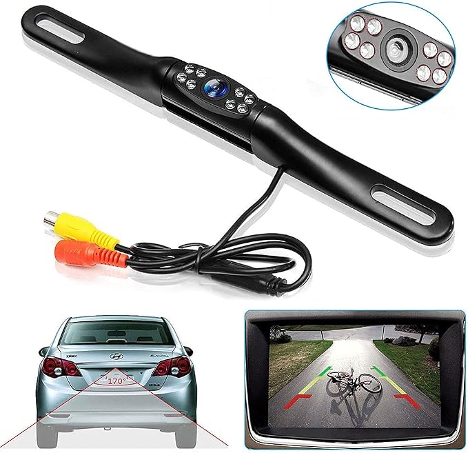 HD Night Vision Reversing Camera with 8 LED 170° Wide Angle Backup Camera 45° Adjustable Lens Angle Waterproof Rear View Camera