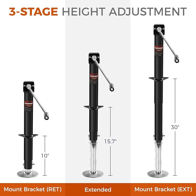 6000 LBS A-Frame Trailer Jack, Height Range 9"-40.5" RV stabilizer Jacks with Drop Leg & Ergonomic Handle,Manual & 20–24V Drill-Powered Operation, Suitable for RV, Utility, Yacht Trailers
