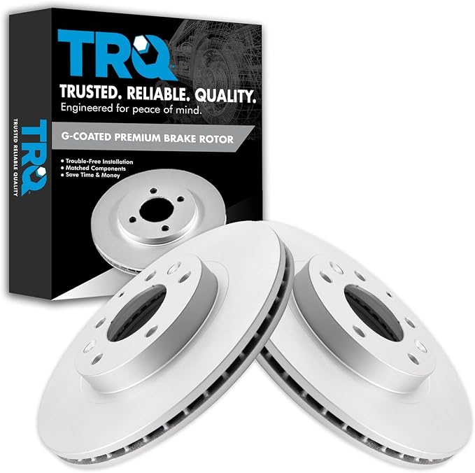TRQ Front Brake Rotor Set G Coated Vented Compatible with 2006-2015 Mazda MX-5 Miata