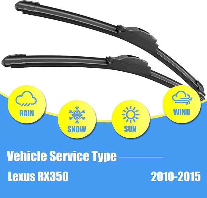 Gavimnal® 26"+22"+16" Silicone Wiper Blades Replacement For Lexus RX350 2010-2015,All-Season Front Rear Windshield Wiper Blades(Set of 3)