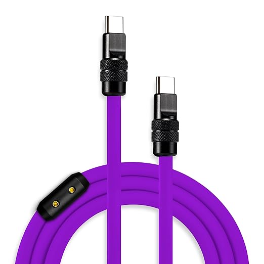 chubbycable Black Chubby Pro - Samurai Cable 240W USB-C Cable Silicone Fast Charging USB C Charger Cord Compatible with iPhone 17-15 Series iPad Galaxy Series, Purple, Type-C to Type-C, 6.6FT