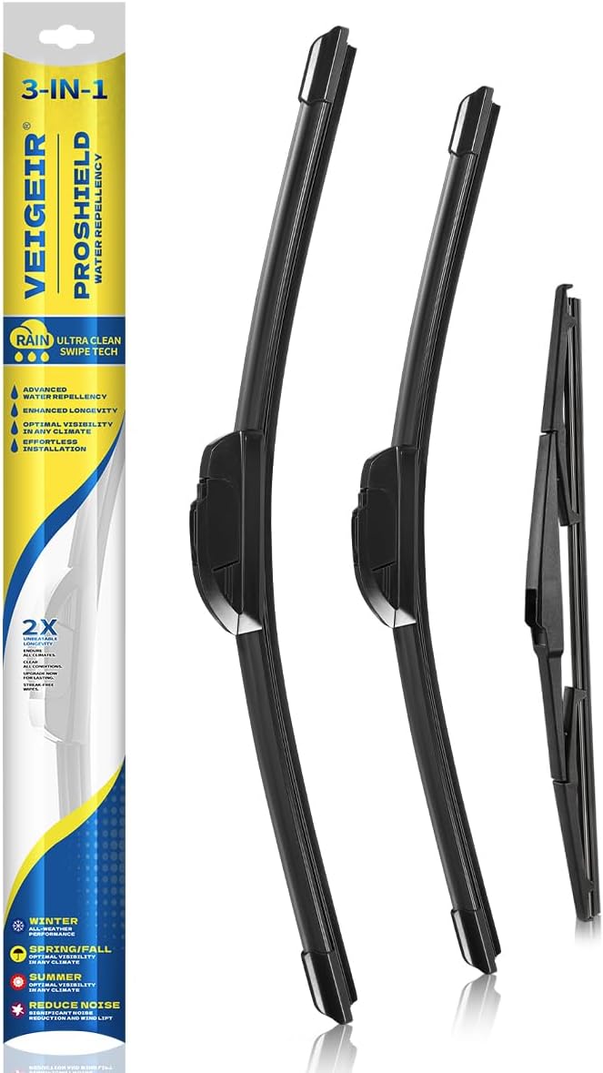 3 Pack Windshield Wiper Blades Compatible With Highlander 2008-2019 Front and Rear Original Equipment Automotive Replacement Blades Set For My Car - 26"20"12"