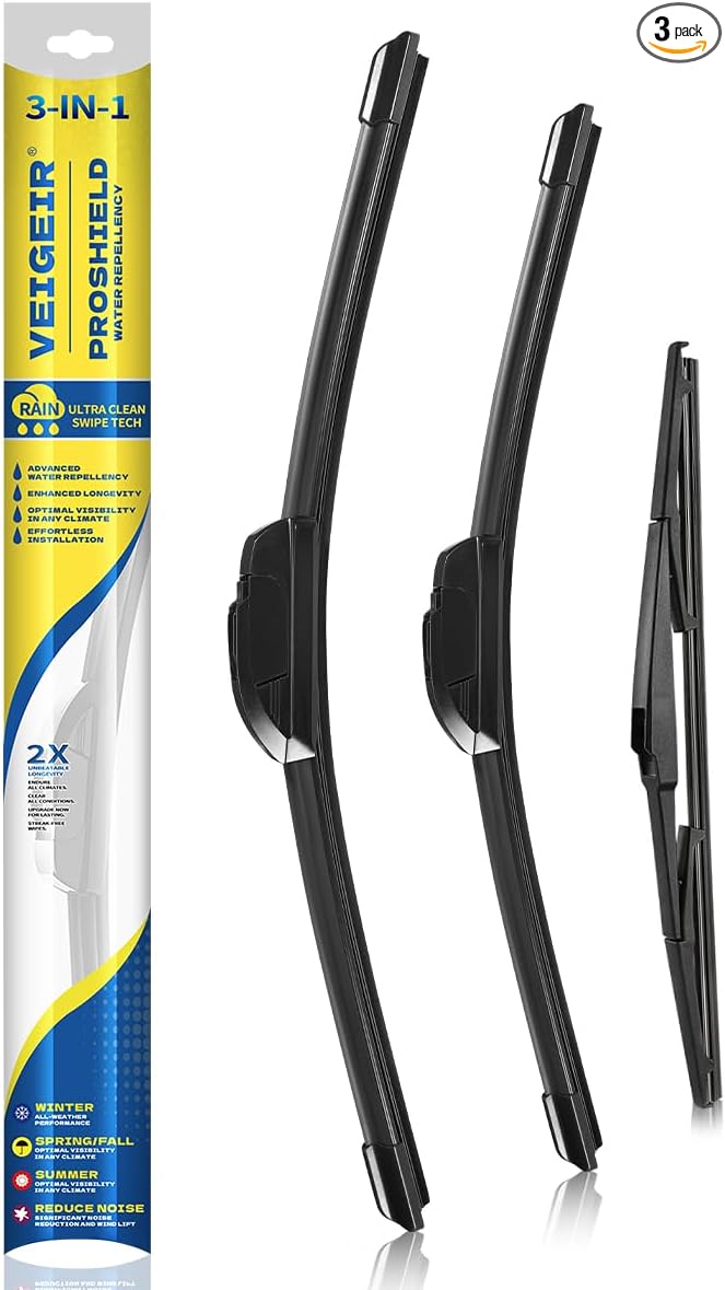 3 Pack Windshield Wiper Blades Compatible with Chrysler Pacifica 2017 2018 2019 2020 2021 2022 2023 2024 Original Factory Quality Front Rear Wipers Blade Set for My Car - 26" 20" 14"