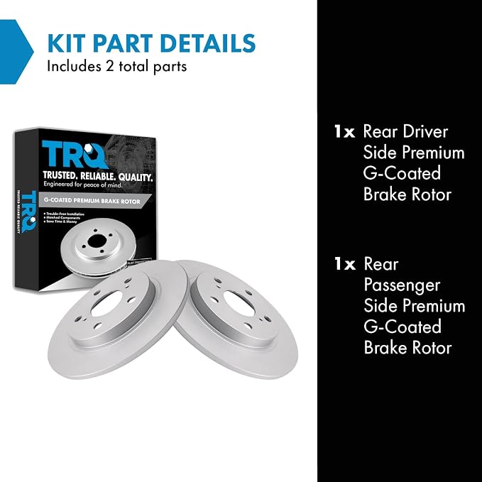 TRQ Rear Brake Rotor Set G Coated Solid Compatible with 2009-2010 Pontiac Vibe 2016 Scion iM 2008-2015 xB 2017-2018 Toyota Corolla iM 2009-2013 Matrix