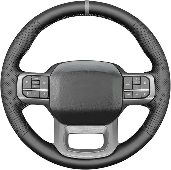 Leather Carbon Fiber Steering Wheel Cover for Ford F-150 2021-2026 /Ford F-250 F-350 F-450 F-550 F600 2023-2026 /Ford Expedition F150 Lightning 2022-2024 Hand Stitched Accessories Custom OEM
