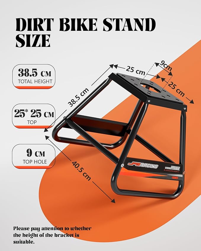 JFG RACING Dirt Bike Stand,Universal Detachable Powder Coated Anti Slip Off Road Steel MX Heavy Duty Dirtbike Maintenance Motorcycle Box Stand（Black）