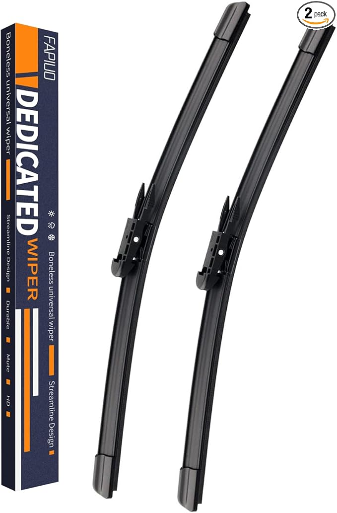 Replacement for BMW 525i 2004-2007，525Xi 2006-2010，M5 2006-2010 Silent Wipers -FAPIUO Front Windshield Wipers 24"+23" Blade Set (2 Pack) Pinch Tab