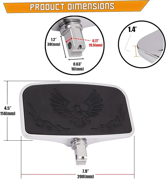 Kinglemc Front Rear Rider Passenger Floorboard FootPeg for Victory/Indian (Eagle, Silver)