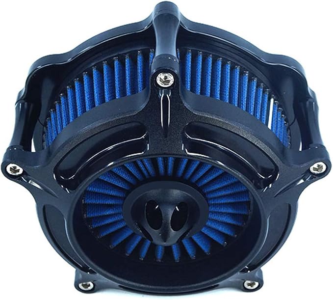 Motorcycle Turbine Air Cleaner Intake Filter Cnc Cut Kit Black for Harley Sportster XL 883 XL 1200 2007-2018 Fitment A (Blue)