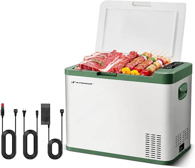 A-Premium 12 Volt Refrigerator 37QT/34.9L Portable Car Fridge Cooler | -4°F~68°F Portable Freezer Fast Cooling with 12/24V DC & 110/240V AC for Truck Outdoor Camping RV Roadtrips and Home Party
