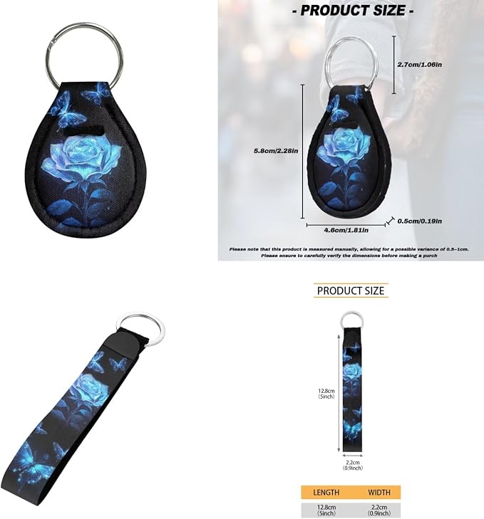 Howilath Blue Rose Butterfly Front Car Seat Covers Set with Center Console Cover+Steering Wheel Cover+Seatbelt Pads+Keychain+Coasters Interior Accessories Fit Sedan Truck Van
