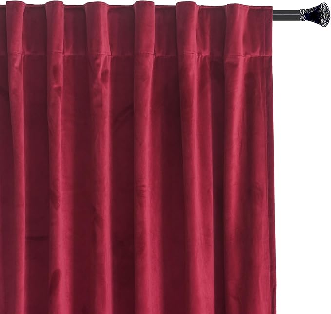 Roslynwood Luxury Soft Rose Red Velvet Curtains 84 inches Long Back Tab Thermal Insulated Blackout Window Drapes for Living Room/Bedroom/Dining Room, W52 x L84, 2 Panels