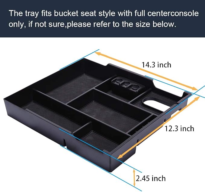 JDMCAR Compatible with Toyota Tundra Accessories 2014-2021 Center Console Organizer, Insert ABS Black Materials Tray, Armrest Secondary Storage Box - Full Tray