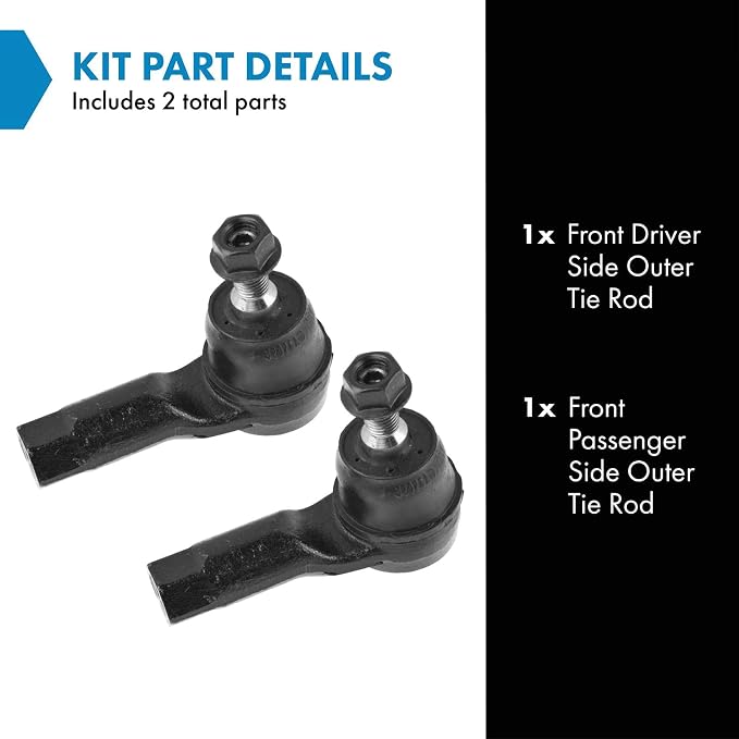 TRQ Outer Driver and Passenger Side Tie Rod Set 2 Piece Compatible with 2007-2019 Mitsubishi Outlander 2011-2019 Mitsubishi Outlander Sport 2019 PHEV
