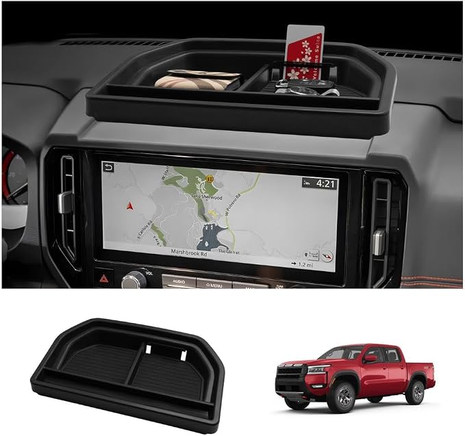 LUWU Compatible with 2025 2026 Frontier Dashboard Storage Tray 2025 2026 Frontier S/SV/Pro-X/Pro-4X/SL 12.3-inch Behind Screen Organizer Center Console Dash Tray Frontier 2026(Only for 12.3" Screen)